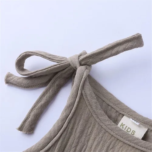 Miniatura 5 de Mameluco de lino y algodón para bebé niña con lazo de encaje, 1 pieza, ropa para bebé (verde, 6-12 meses)
