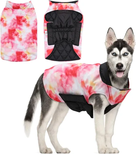 Miniatura 11 de CuteBone - Abrigo de invierno para perros, chaleco reversible impermeable y resistente al viento, chaqueta gruesa ajustable para clima frío