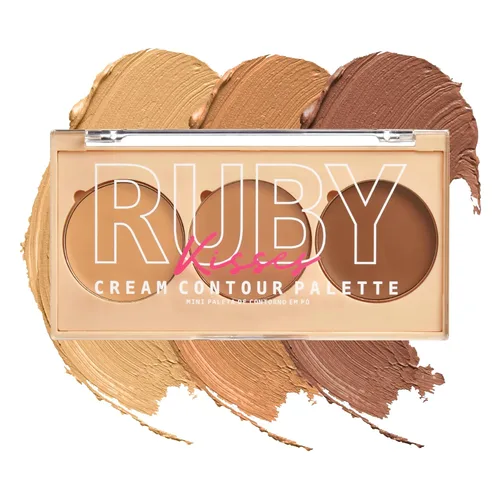 Ruby Kisses Paleta de contornos 3 en 1 para contornos 3 en 1, ocultar, resaltar todo en uno, paleta de contorno de crema de larga duración, fácil de