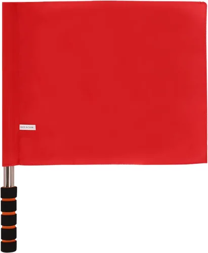 Miniatura 3 de Bandera de árbitro de acero inoxidable, bandera de mano de señal roja, mango de esponja, patrón de rendimiento de patrulla especial, bandera