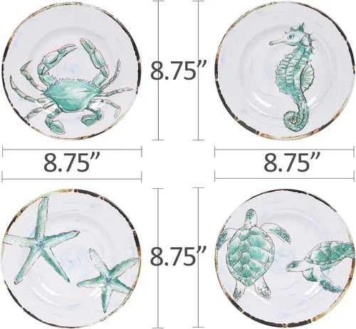 Miniatura 2 de Juego de 4 platos de ensalada de melamina, platos de ensalada/postre para uso en exteriores e interiores, inastillables, sin BPA, aptos para Marine