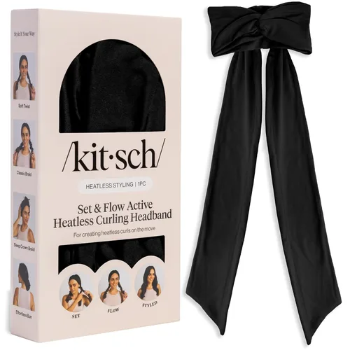 Kitsch Set & Flow Active - Diadema rizadora sin calor para mujer, logra rizos sin calor durante la noche, sin daños por calor, rizadores sin calor
