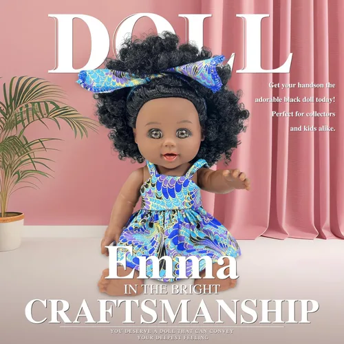 Miniatura 3 de Nice2you Muñeca bebé negra para niña, muñeca afroamericana negra de 10 pulgadas con vestido, muñeca bebé recién nacida realista para niños de 1 2 3