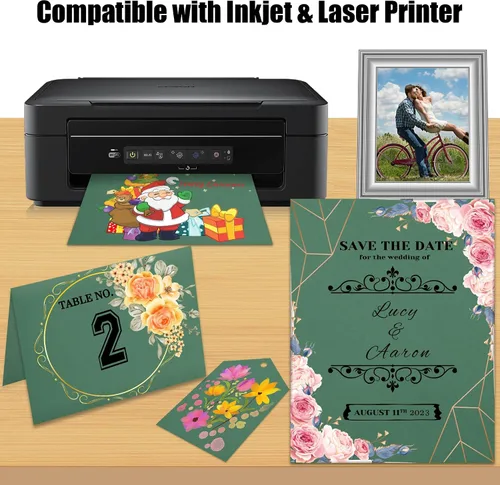 Miniatura 3 de 25 hojas de papel de cartulina verde oscuro 8.5'' x 11'', 250 g/m²/92 lb papel grueso para álbum de recortes, invitaciones, impresión y tarjetas