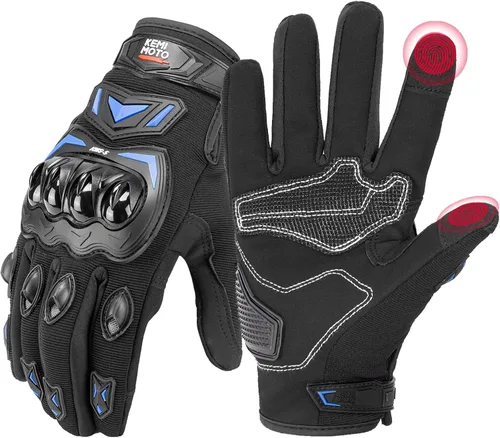 Miniatura 9 de KEMIMOTO - Guantes de motocicleta para hombre, guantes de ciclismo para pantalla táctil, para deportes al aire libre, en carretera, vehículo Negro