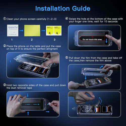 Miniatura 5 de Uyiton Protector de pantalla compatible con iPhone 17 Pro (antiluz azul), fácil de instalar, cobertura completa inastillable, compatible con fundas