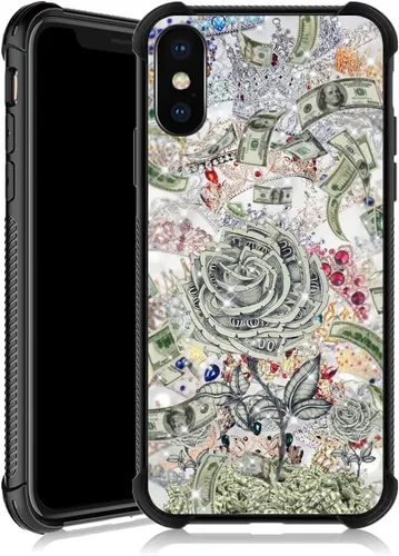 Miniatura 39 de Funda para iPhone Xs Max, diseños de girasol, estrella, cielo, cubierta trasera de cristal templado antiarañazos, esquinas reforzadas, carcasa