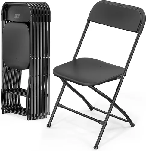 Miniatura 12 de VINGLI Paquete de 8 sillas plegables de plástico blanco, asiento comercial apilable portátil para interiores y exteriores, con marco de acero