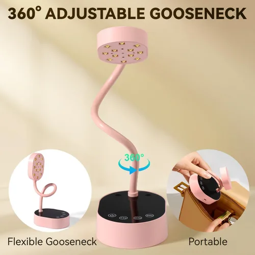 Miniatura 9 de AORAEM Lámpara UV para Uñas, Luz Mini de Cuello de Cisne UV para Uñas de Gel, Lámparas Recargables LED de 36W con 4 Temporizadores y Sensor