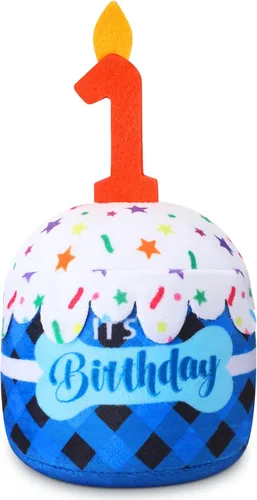 Miniatura 20 de Dansydaisy Accesorios de juguete de pastel de cumpleaños para perros, regalos para niñas y niños, juguete de peluche chirriante para decoración