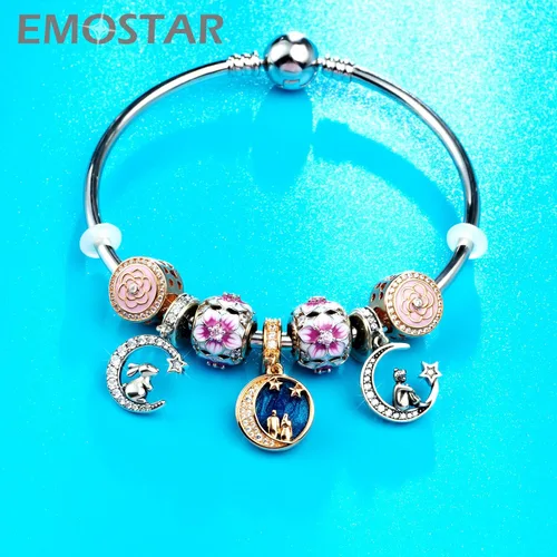 Miniatura 5 de Animal Theme Charms, MomChild of Owl Bear Dog, Rabbit Flamingo Elephant Panda Cat Parrot Crocodile Unicorn Charms in 925 Sterling Silver, Fit