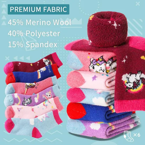 Miniatura 44 de Eocom 6 pares de calcetines de invierno cálidos de lana para niños y niñas