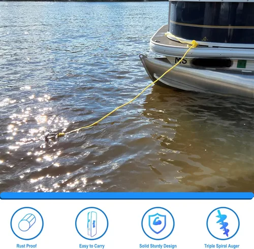 Miniatura 5 de Anclaje de arena para barco, 34 pulgadas/46 pulgadas, anclajes de arena PWC de acero inoxidable 316, ideales para pontón, kayak jet ski se mantiene
