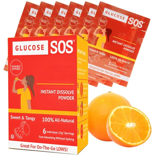 Miniatura 17 de Bolsas de polvo de glucosa Glucose SOS con dextrosa natural, absorción rápida que se disuelve instantáneamente en la boca sin necesidad de agua