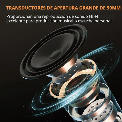 Miniatura 6 de JOYO Auriculares de estudio para grabación, cancelación de ruido sobre la oreja, para guitarra, teléfono celular, mezclador, amplificador, podcast