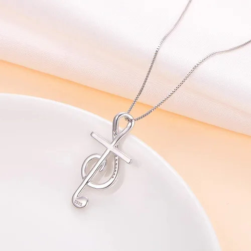Miniatura 5 de DAOCHONG Collar con colgante de plata esterlina S925 con nota musical, cadena de caja de 18 pulgadas