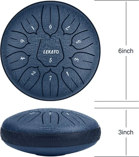 Miniatura 3 de LEKATO Tambor de Lengua de Acero de 6 Pulgadas 11 Notas, Tambor de Lluvia para Jardín Exterior Educación Musical Tambor Handpan, Regalo de Navidad