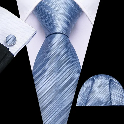 Miniatura 32 de Barry.Wang Juego de corbatas para hombre, corbata de seda a rayas, tejido a cuadros, gemelos formales, negocios, boda