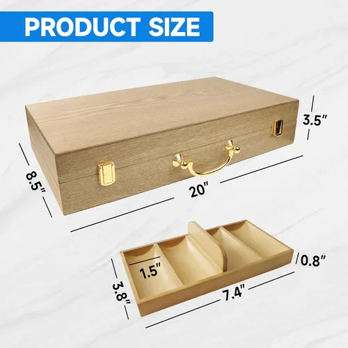 Miniatura 2 de GSE Games & Sports Expert Estuche de madera para fichas de póquer con 5 bandejas de fichas, capacidad para 500 fichas, soporte de fichas de grado