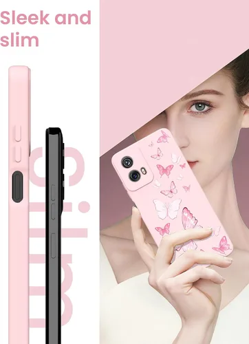Miniatura 6 de Yucenx Funda para Motorola Moto G 5G 2024 de 6.6 pulgadas, funda de silicona líquida floral para niñas y mujeres, a prueba de golpes, antiarañazos