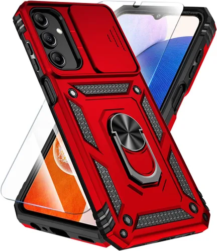 Miniatura 13 de SunStory Funda compatible con Samsung Galaxy A17 5G con protector de pantalla HD, cubierta de cámara deslizante y soporte de anillo giratorio, a