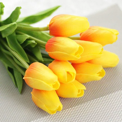 Miniatura 8 de 30 tulipanes artificiales, flores de tacto real, multicolor, tulipanes falsos de Holanda de poliuretano, ramo de tulipanes de látex, flores de látex