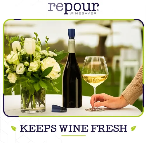 Miniatura 4 de Repour Ahorrador de Vino y Tapón - Elimina el Oxígeno, Preservando y Manteniendo el Vino Tan Fresco Como el Día Que Se Abrió la Botella - Paquete