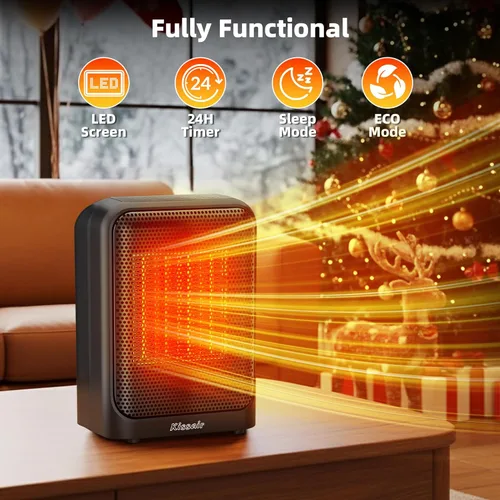 Miniatura 4 de Calentador de espacio, calentadores eléctricos de cerámica PTC de 1400 W, para interiores, portátil, calentamiento rápido 2S con termostato
