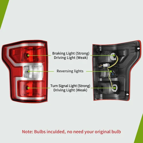 Miniatura 2 de AUTOSAVER88 Conjunto de Luz Trasera Compatible con 18 19 20 2018 2019 2020 Ford F150 F-150 Halógeno Reemplazo OE con Bombillas y Arnés Luz Trasera