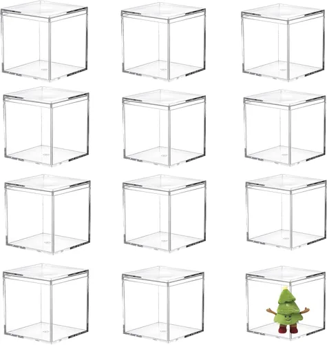 Miniatura 29 de KissYou Caja de acrílico para caramelos, cajas de exhibición transparentes con tapa de plástico pequeño, cubo cuadrado de plástico, caja