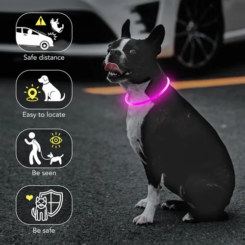 Miniatura 3 de Colaseeme Collar de perro con luz LED, collar de perro con luz, recargable por USB, TPU brillante, luz de seguridad, luces para perros medianos