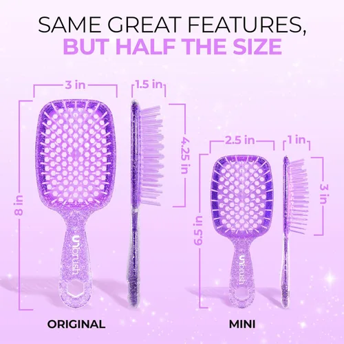 Miniatura 3 de FHI Heat UNbrush - Mini cepillo desenredante para cepillado sin dolor en todo tipo de cabello húmedo o seco, cerdas antiestáticas Duoflex duraderas