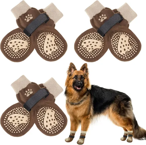 Miniatura 36 de SCENEREAL 6 piezas de calcetines antideslizantes para perros para prevenir lamido de patas para pavimento caliente/frío, calcetines de agarre