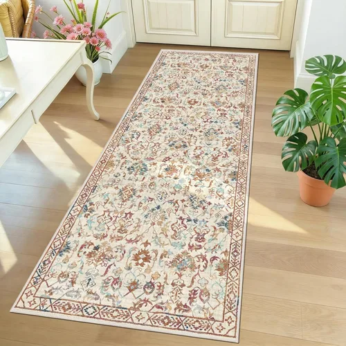Miniatura 71 de Alfombra de área pequeña de 2 x 3 pulgadas, color beige, para entrada, baño, cocina, antideslizante, de pelo bajo, lavable, moderna alfombra bohemia