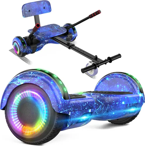 Miniatura 13 de FLYING-ANT Hoverboard de 6.5" de dos ruedas con asiento de autoequilibrio, scooter eléctrico con ruedas de luz LED Flash A01-rosa