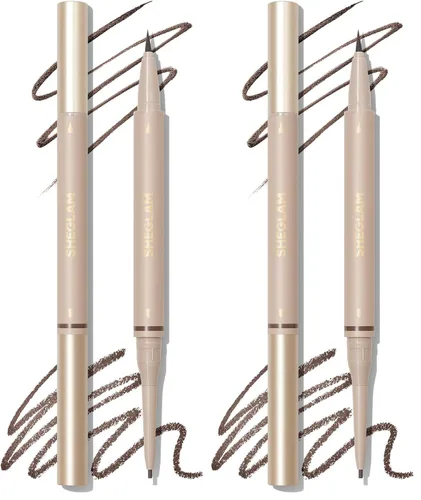Miniatura 10 de SHEGLAM Lápices de cejas de doble cara, crema impermeable de larga duración, maquillaje de cejas en lápiz - Castaño Caoba