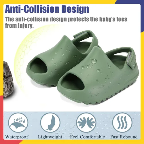 Miniatura 3 de AIMINUO Sandalias deslizantes para niños pequeños, sandalias de verano para niños, pantuflas antideslizantes para ducha, playa, piscina, sandalias