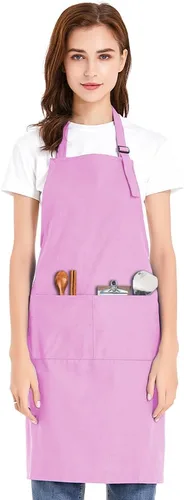 Miniatura 12 de TopTie Delantal con pechera unisex, delantal de cocina ajustable de lona de algodón con bolsillos