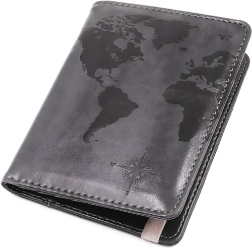 Miniatura 10 de Kandouren - Funda para pasaporte con bloqueo RFID, cartera para pasaporte para hombres y mujeres, el mejor regalo para viajeros, tarjetas de crédito