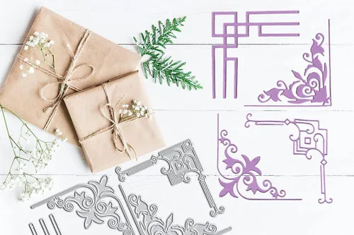 Miniatura 4 de 4 troqueles de corte de metal para marco de ventana, troqueles cuadrados de metal de flores para hacer tarjetas, plantillas de troqueles en relieve
