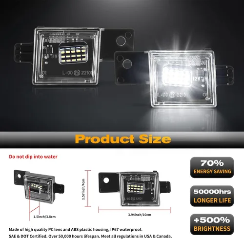 Miniatura 3 de Gempro Luz LED para matrícula, montaje de lámpara trasera para Chevy Silverado GMC Sierra 1500 2500HD 3500HD 2014-2023, 6000K blanco
