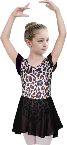 Miniatura 3 de LUOUSE Elegante leotardo de ballet para niñas con falda, mangas con volantes y volantes, perfecto para baile y gimnasia