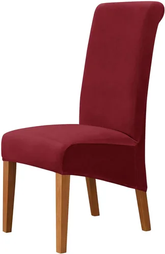 Miniatura 14 de Funda de terciopelo para silla de comedor, funda elástica para sillas grandes, fundas para sillas de respaldo alto (Bianco, paquete de 1)