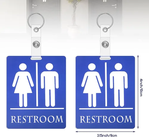 Miniatura 2 de Gersoniel 2 llaveros unisex para pase de baño, para aula, baño, pasillo, llave, con anillo para mujeres, hombres, negocios, restaurante, inodoro