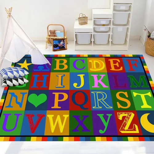 Miniatura 9 de ABC - Tapete de aprendizaje infantil de 2 x 3 pies, rectangular, antideslizante, lavable a máquina, para sala de estar, dormitorio, aula, cuarto