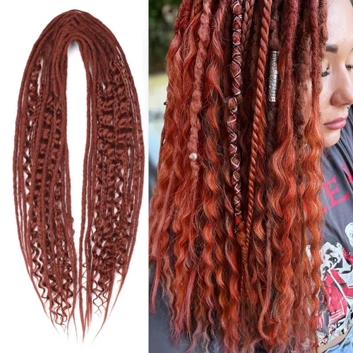Miniatura 24 de Kraler Extensiones de Rastas Azules de Doble Extremo de 18 Pulgadas, 20 Hebras Sintéticas DE Extensiones de Rastas Hechas a Mano, Estilo de Rastas