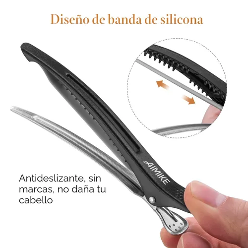 Miniatura 2 de AIMIKE Accesorios de peinado y seccionamiento del cabello, paquete de 12 pinzas de silicona antideslizantes para cabello grueso y fino, calidad