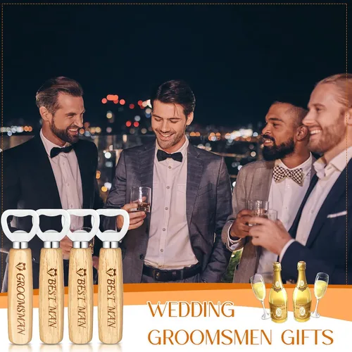 Miniatura 4 de Patelai Abrebotellas de madera, regalos para padrinos de boda, abrelatas de madera, regalos de boda, propuesta, regalo de despedida de soltero