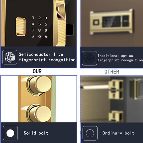 Miniatura 4 de Nobility - Caja fuerte para gabinete con huella digital biométrica y teclado digital, caja fuerte de acero para construcción de dinero, pequeña caja