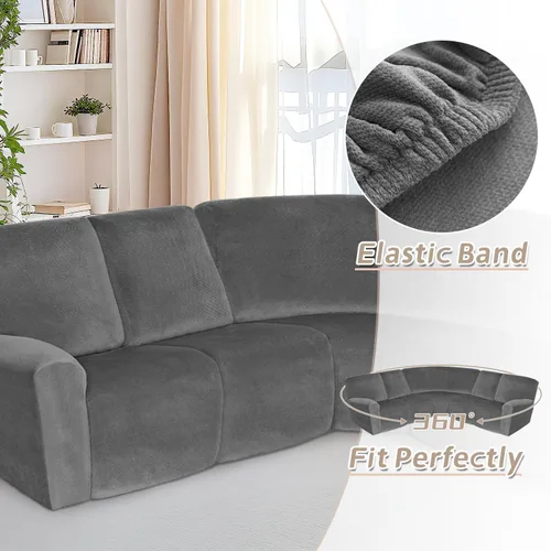 Miniatura 58 de Arfntevss Fundas de sofá seccional reclinable de terciopelo, Funda de sofá seccional de esquina para sofá reclinable, Funda elástica suave